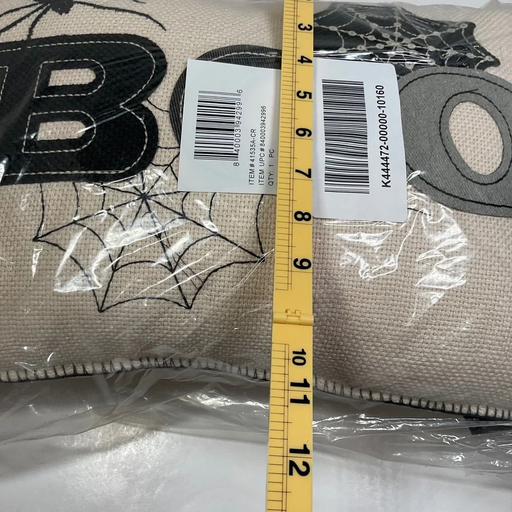 K&K interiors Boo Decorative Pillow & runner Spider Web Halloween Cream Black 1